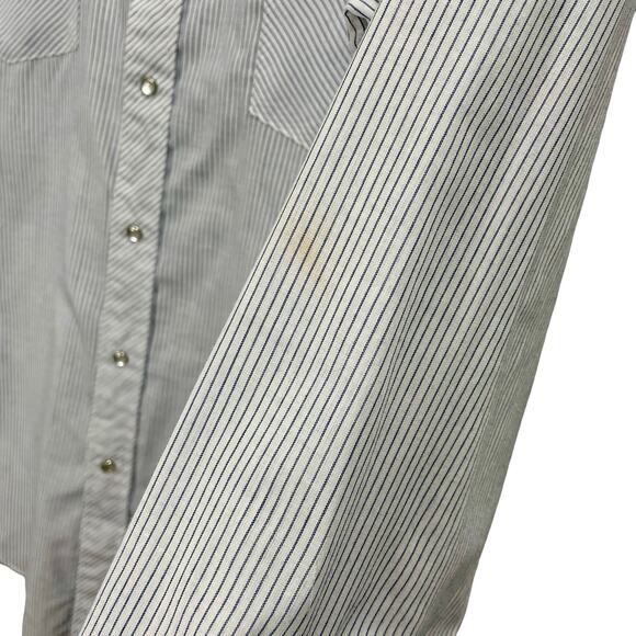 Vintage 70s Roebucks Western Striped Pearl-Snap Button Long Sleeve Shirt - Picture 6 of 8